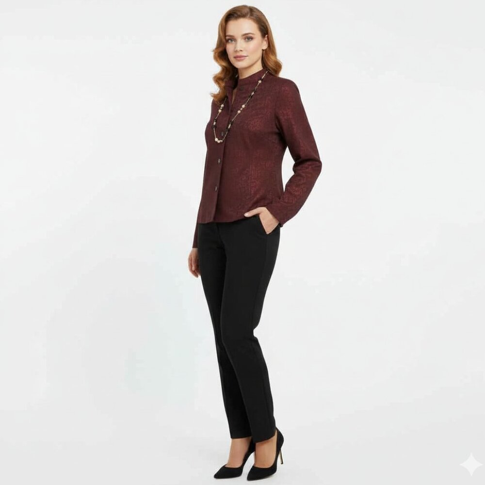 CHICO'S Brown/Bronze Button Down Jacket Coat Sz 2/L CHIC! - Picture 2 of 6